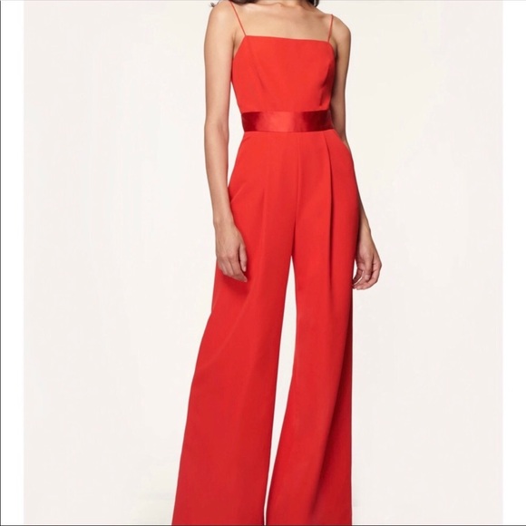 Milly Pants - MILLY Reina Tie-Back Wide Leg Jumpsuit in Ruby